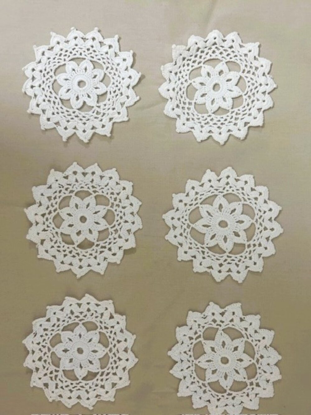 Vtg Crochet Lace Doilies 6 Miniature Farmhouse White 4.2 in D